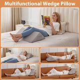 BIEEZZK Knee Wedge Pillow for Pain Relief - Memory Foam Leg Elevation Pillow for Post-Surgery Recovery, Sciatica, Hip & Back Support - Knee Wedge for Sleeping, Ankle & Joint Care, Grey