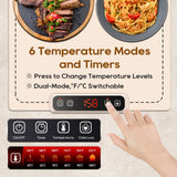 VIPDIGI Food Warming Mat, Electric Warming Tray, Silicone Fast Heating Warmer Pad, 6 Temp Adjustable, Timer & Safety Lock, Auto Shut-Off for Countertops Buffets Party (White)