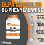 BulkSupplements.com DL-Phenylalanine Capsules - DLPA Capsules, DL-Phenylalanine 500mg - DLPA Supplements, Amino Acid Supplement - Gluten Free, 1 Capsule per Serving, 180 Capsules