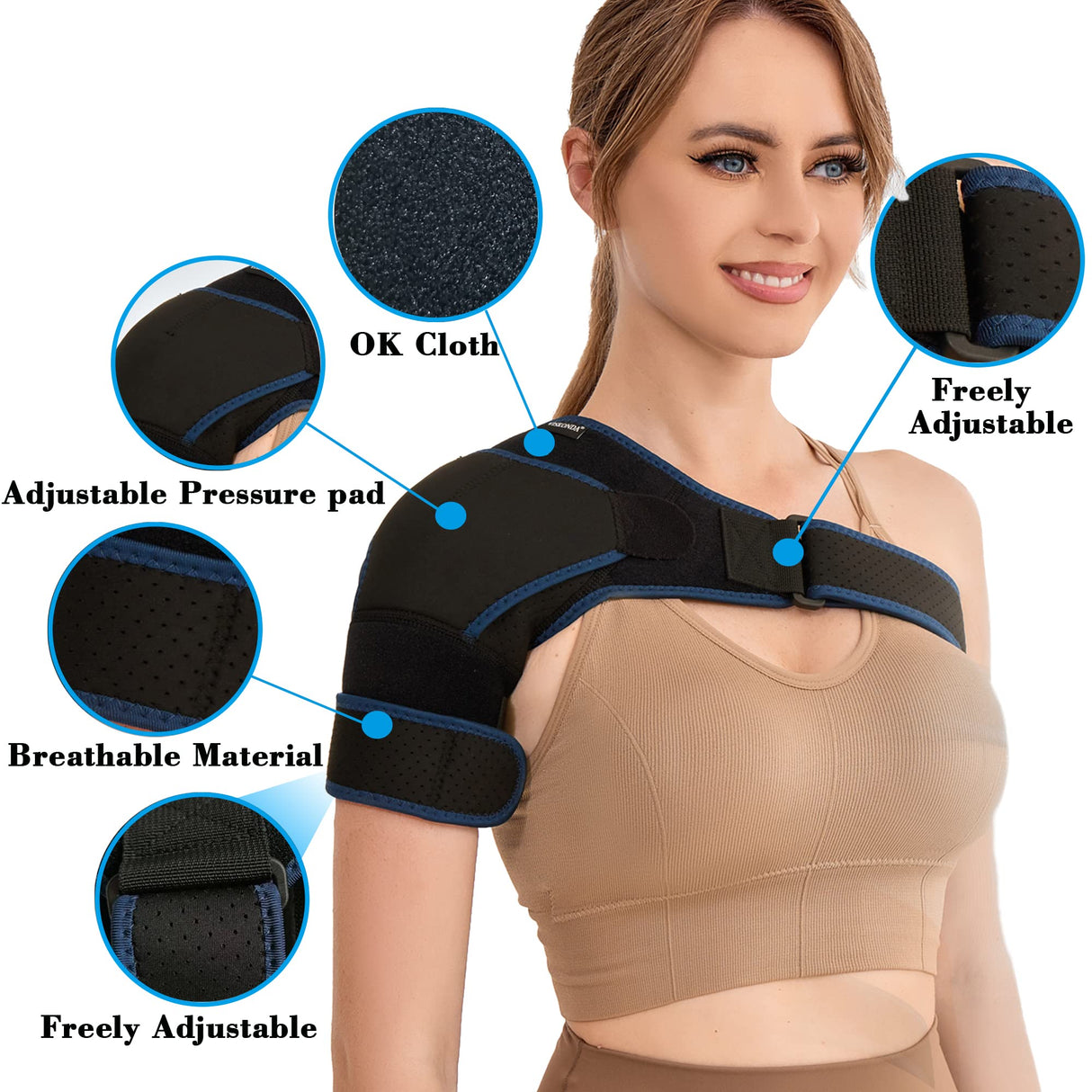 VISKONDA Shoulder Brace Sling Immobilizer and Compression Sleeve,Rotator Cuff Injury Supports for AC Joint Pain Relief,Arm Stability,Tear,Bursitis,Swelling,Tendonitis,for Men and Women (Large)