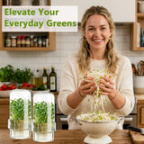 DWETG Sprouting Jar Kit, 2 Pack Wide Mouth Mason Jar Sprouter with Stainless Stee Screen Lids & Mess-Free Drip Covers Complete Indoor Microgreens Growing Kit Broccoli Alfalfa Gardening Gift