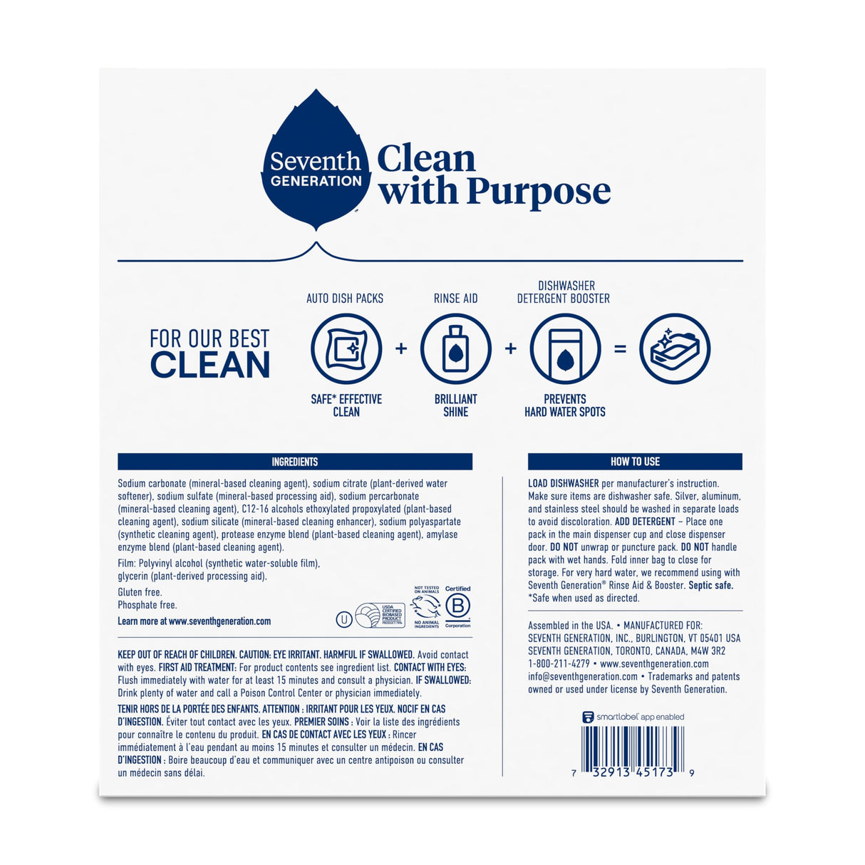 Seventh Generation Dishwasher Detergent Packs for sparkling dishes Free & Clear Dishwasher Tabs (72 Count)