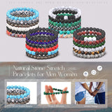 Landical 24 Pcs 8 mm Gemstone Beaded Bracelets for Women & Men, Classic