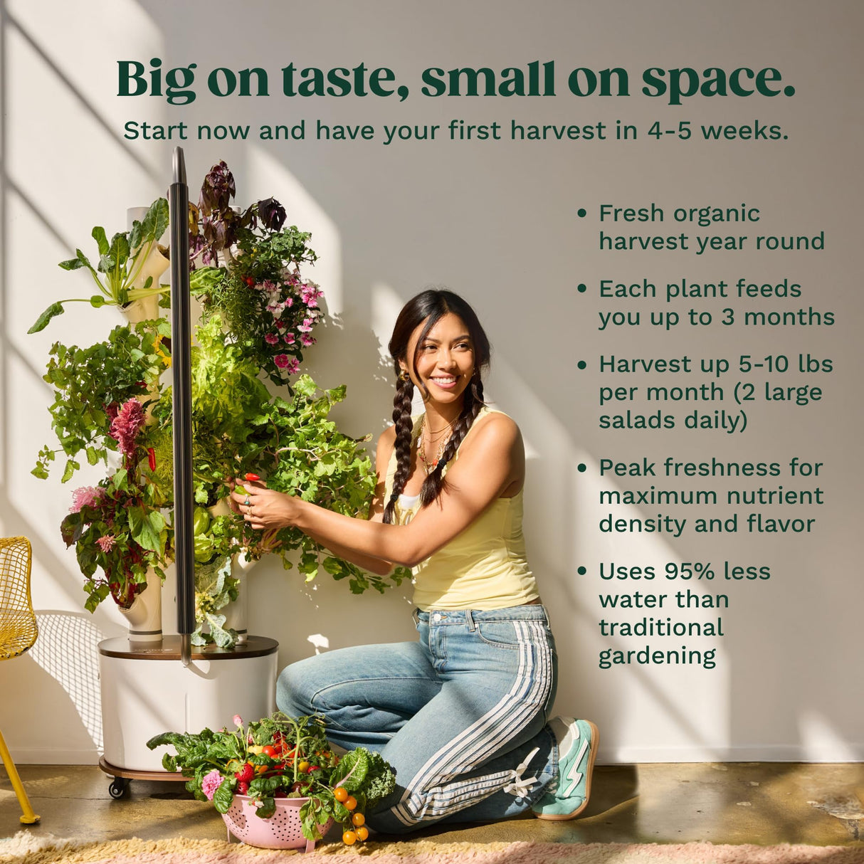 Gardyn Studio 2 Hydroponics Growing System - 16 Plants, Smart Tower