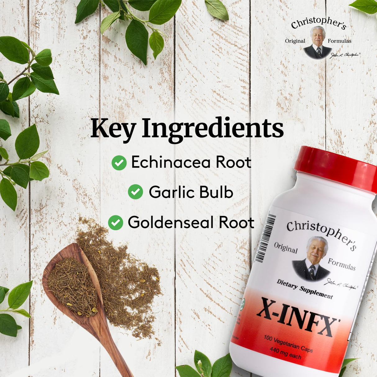 Christopher's Original Formulas X-INFX Formula, Natural Immune Support, 2 Pack, 100 Caps Each