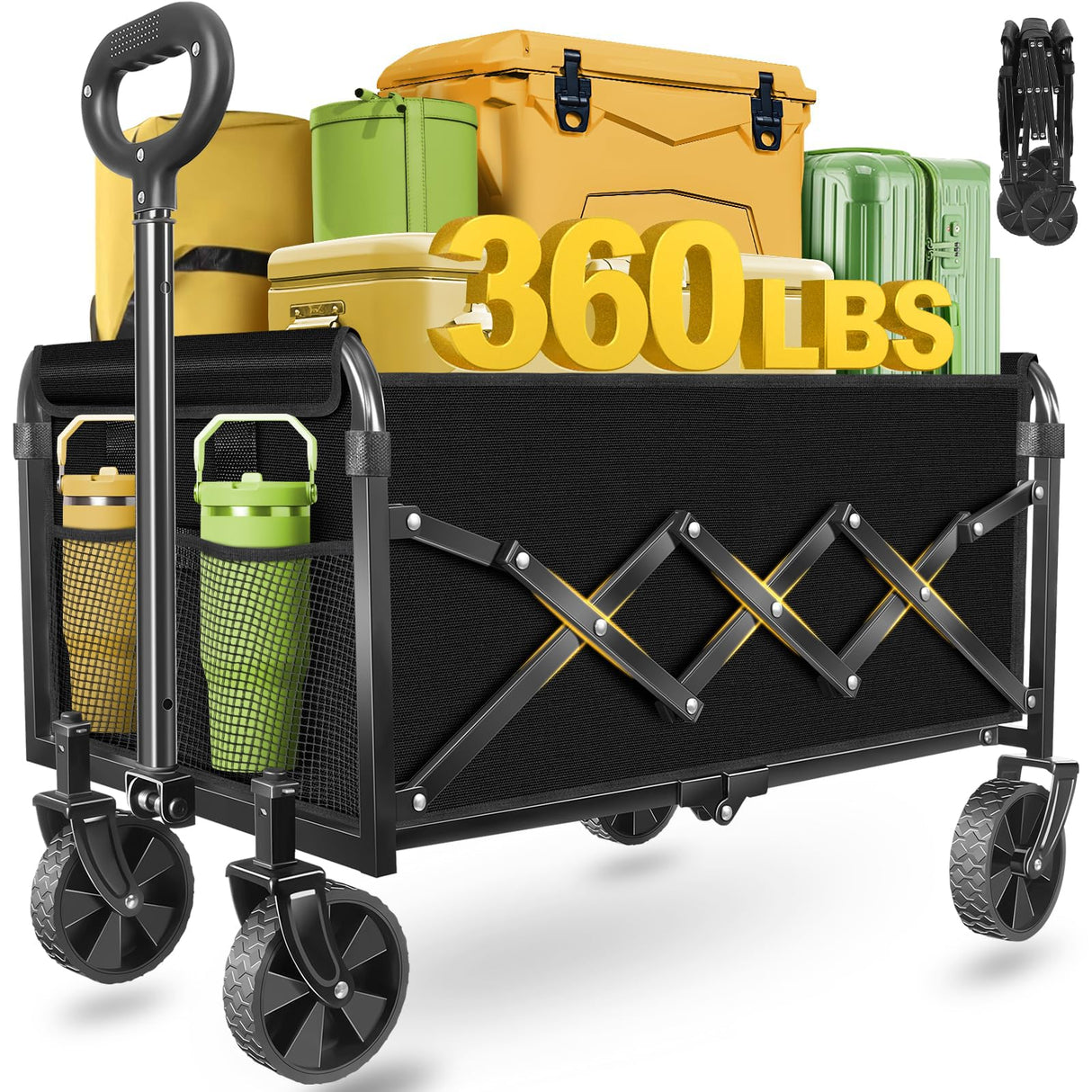 Collapsible Wagons Carts Foldable, 360Lbs Foldable Wagon with Wheels