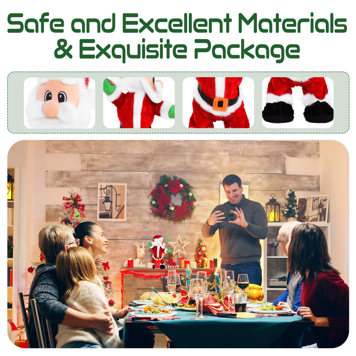 SdeNow Twerking Santa Claus,Booty Shaking Santa Dancing Santa Claus with Music Singing Animated Christmas Santa Toys for Kids- English Song