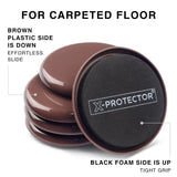 Furniture Sliders X-PROTECTOR - 8+8 Pack 3 1/2” - Multi-Surface Furniture Sliders for Carpet & Hard Floors - 8 Furniture Movers for Carpeted Floors and 8 Hardwood Socks - Move Your Furniture Easily!
