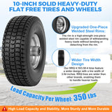 RRQ 4.10/3.50-4 Flat Free Tire and Wheel, 10" Heavy Duty Solid Tire, 2 Pack