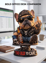 Pure Compression Too Old to Care Dashboard Bobbleheads Statue for Cars - Bulldog Figurine Decoration for Outdoor Garden - Funny Gag Gifts