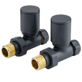 Sandy Beach Grey Straight Radiator Valves - Anthracite Radiator Valves, Grey Towel Radiator - 15mm