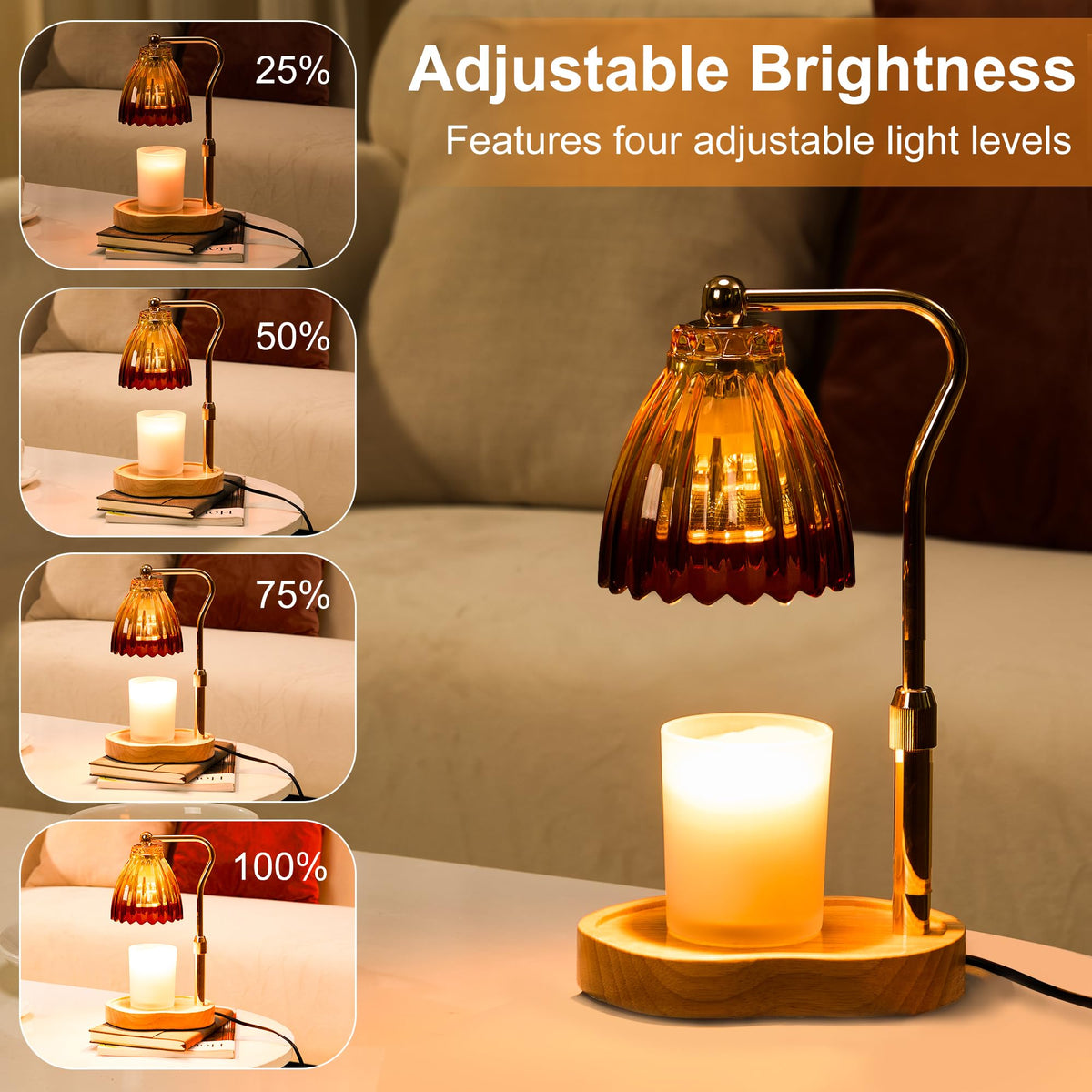 vankada Candle Warmer Lamp with Timer Dimmable, Gold Gift Wax Warmer Lamps