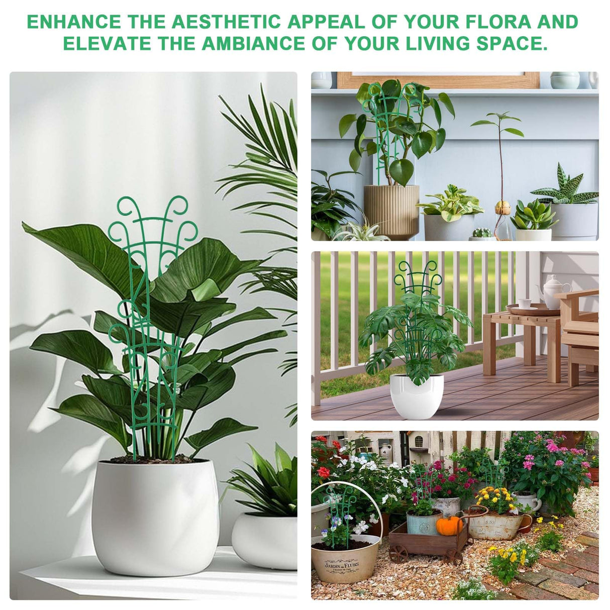 Qaobo Plant Trellis for Potted Plants 12 Pack Stackable Indoor Outdoor Climbing Houseplant Support with Garden Wire for Pothos Hoya Ivy Flower