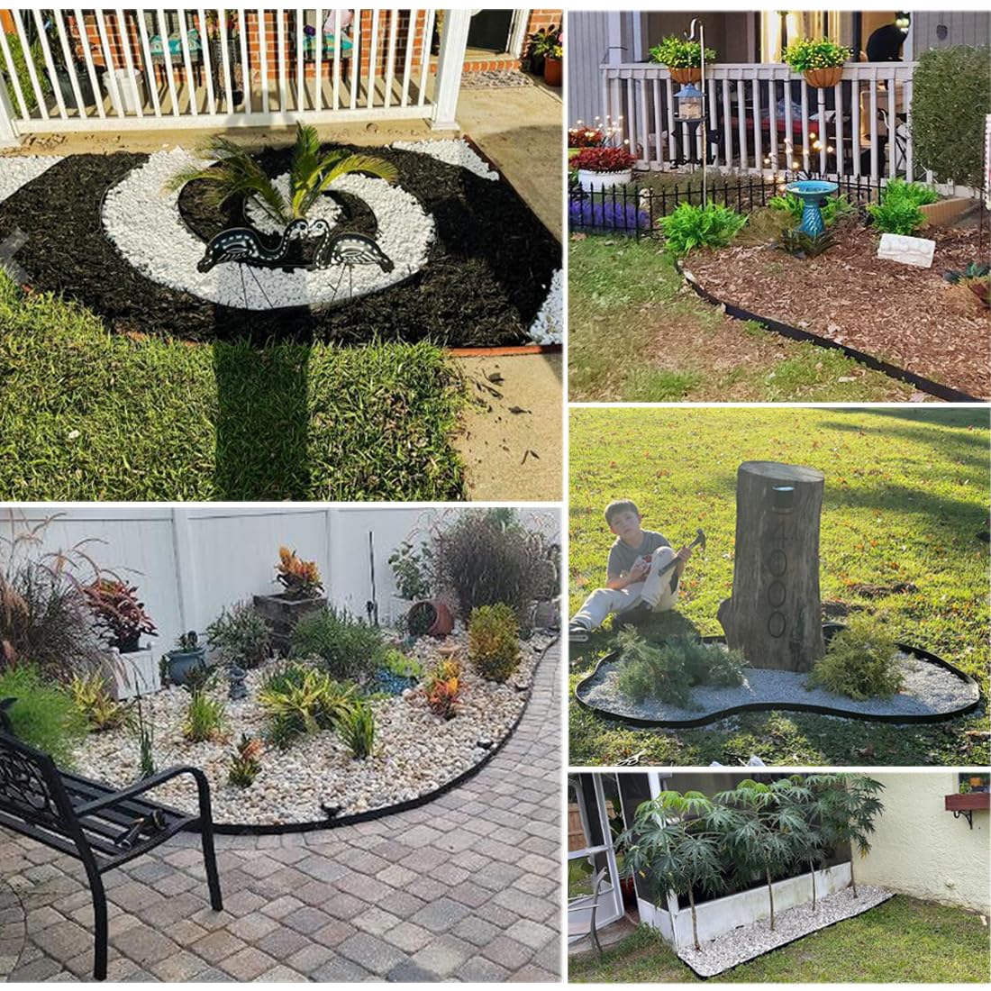 Garden Edging Borders 131FT,Landscape Edging Black[Extra Tall 4IN High] with 200pcs Plastic Stakes, Lawn Edging Flexible DIY Fence for Landscaping,Flower Bed,Grass,Gravel,Tree Surrounding