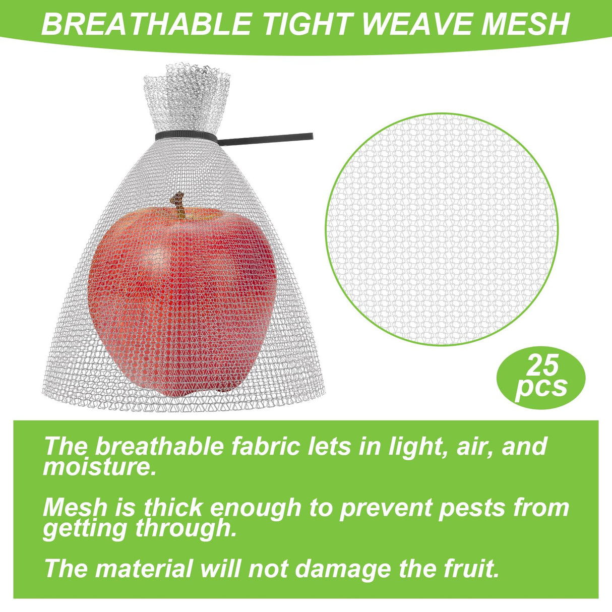 25 Pcs Fruit Protection Wire Mesh Bags 6 x 8 Inch Fruit Bags with Clips and Ties for Fruit Trees Netting Cover Bags Mesh Fruit Protectors for Vegetables Tomato Apple Mango Berry Roots Pl