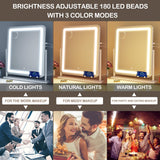 Gvnkvn Lighted Makeup Mirror, Hollywood Vanity Mirror with Lights, Three Color Lighting Modes, and 5X Magnification Mirror, Smart Touch Control, 360°Rotation (17.2in. White)