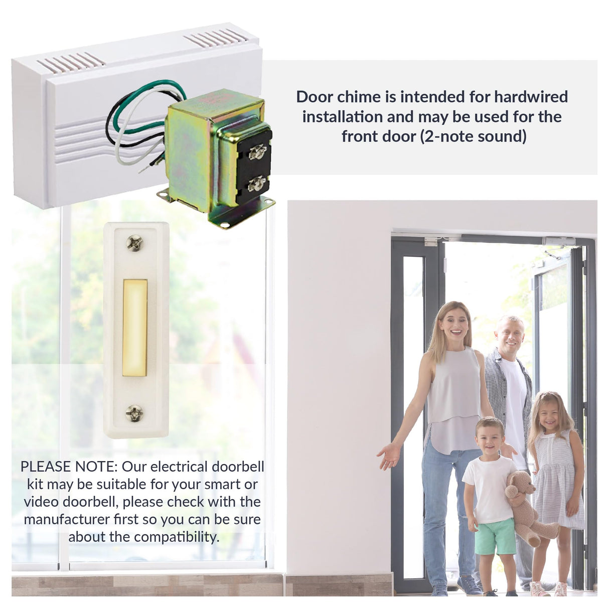Newhouse Hardware Hardwired Chime Kit with 16-Volt/30VA Transformer and Surface-Mount White Button