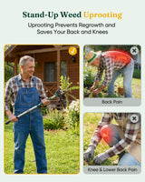Grenebo Stand Up Weed Puller Tool, Claw Garden Weed Removal Tool with Eject Mechanism, Heavy-Duty Manual Weeder, Root Weed Remover Tool for Dandelion, Crabgrass & Weeds, Without Bending, or Kneeling