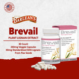 Brevail Plant Lignan Extract Capsules, Proactive Breast Health Supplement with 50 mg SDG Lignans from Flax Seed Hulls for Healthy Estrogen Balance and PMS Mood Support Pills, 30 Count