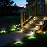 Joomer 16 Pack Solar Ground Lights, 2-in-1 Solar Lights Outdoor Waterproof Solar Powered Disc Light Landscape Garden Lighting Light for Patio Pathway Lawn Yard Driveway Walkway Deck Step(White)