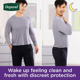 Depend Night Defense Adult Diapers, Incontinence Underwear for Men, Disposable, Overnight, Large, Grey, 22 Count, Packaging May Vary