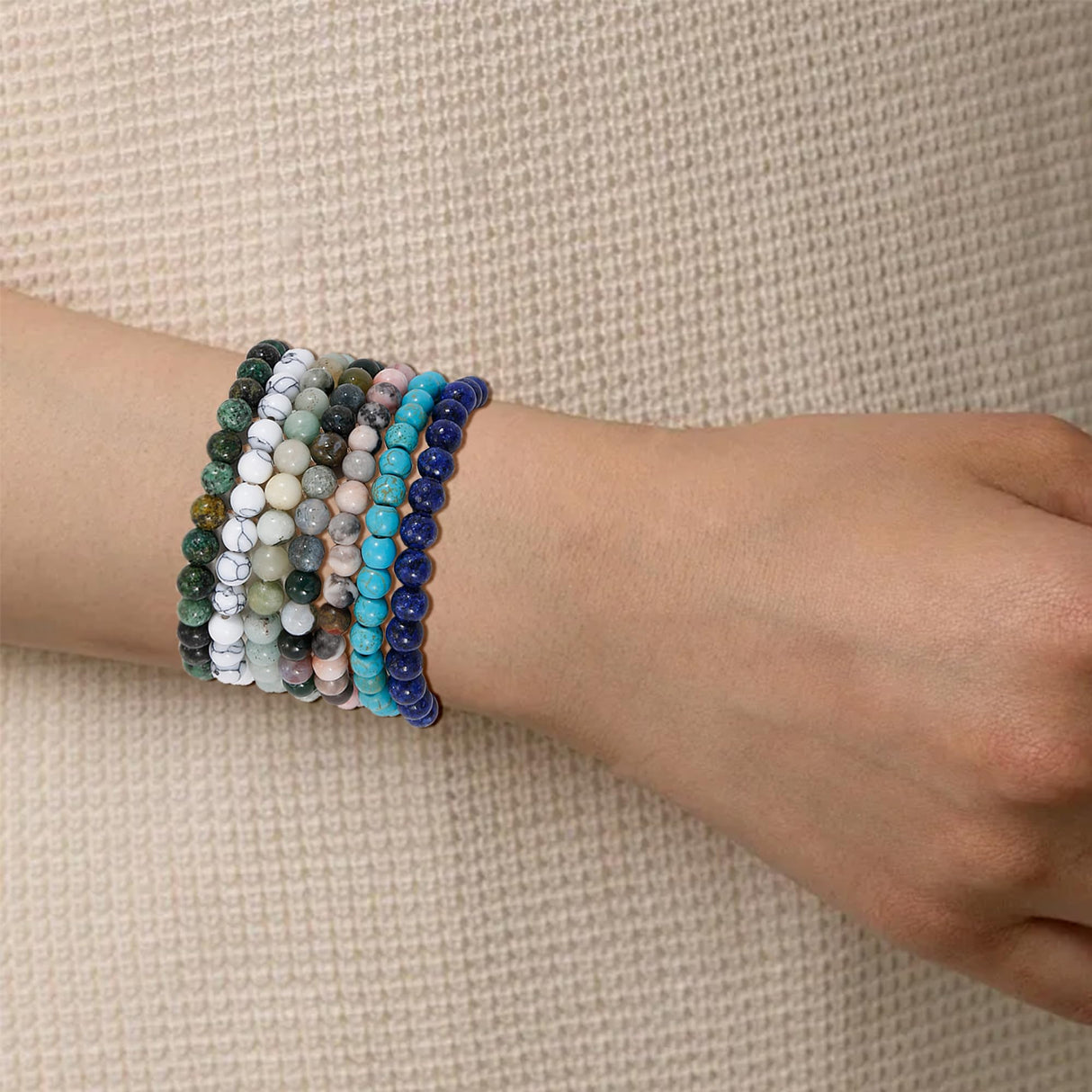 BROCC 16PCS Natural Healing Crystal Bracelets for Women 6mm Beads Bracelet