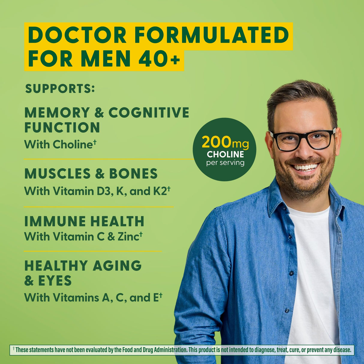 MegaFood Men's 40+ Advanced Multivitamin for Men - Dr-Formulated - Choline, Vitamin B, Vitamin C, Vitamin D, Zinc & Real Food - Brain Health, Immune Support - Vegetarian - 60 Tabs (30 Servings)