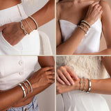 Gokeey Silver Cuff Bracelets for Women,Dainty Silver Bangles Bracelets Set for Women, Paperclip Link Chain Rope Beaded Tie Knot Bracelets Stack Chunky Jewelry