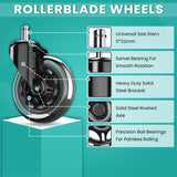 Office Chair Casters, Set of 5, for Desk & Gaming Chair are Easy to Install & Suitable for All Floors, Including Carpet & Wood