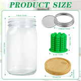 Bylion 2-in-1 Seed Sprouting Set- Green Onion Regrower Kits - Onion Planter Scallion, Grower Seed Sprouting Kit with Regrower Sprouting Lids, Mason Jar and Natural Bamboo Base for Windowsill Garden