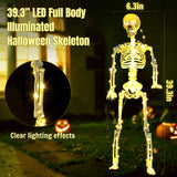 wymulot 2 Pack 40 Inches Plug Operated 400 LED Light Up Halloween Skeleton Full Body Posable Movable Jonints for Halloween Decoration Décor