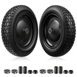 2-PCS 4.80/4.00-8 Tire, 14.5" Flat Free Wheelbarrow Tire and Wheel - Solid Replacement Tires with 3"-7" Adjustable Centered Hub, 5/8" & 3/4" Bearings | Fit 4.80/4.00-8, 4.00-8, 4.00-6, 3.50/3.00-8