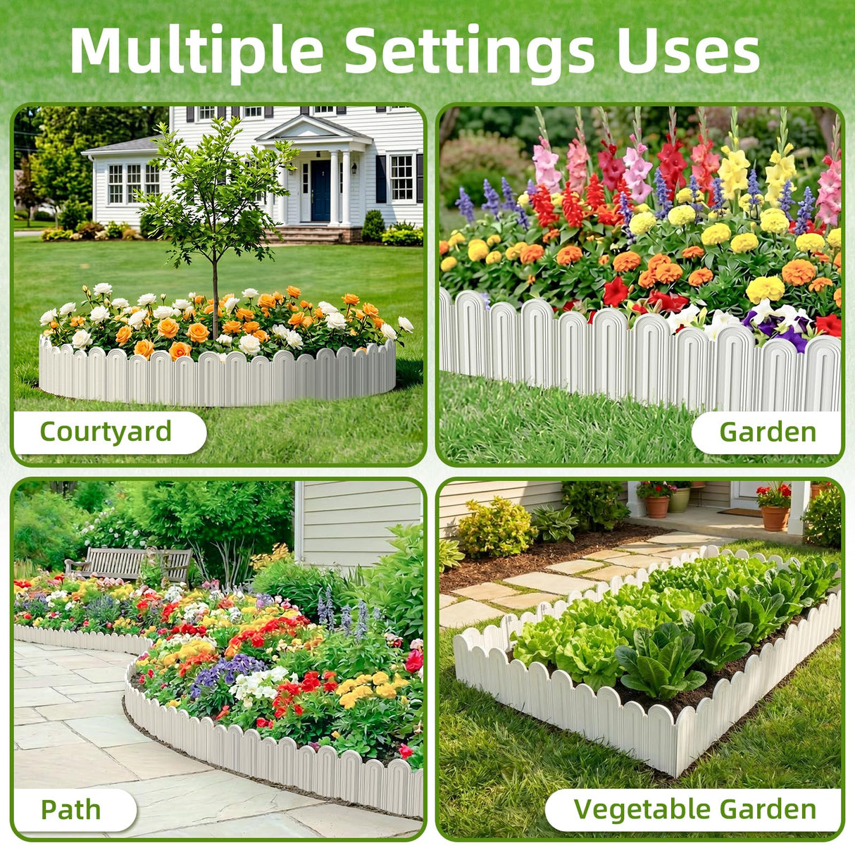 Vashly 20Pcs 20Ft Landscape Edging,6.5 Inch Garden Border with 20 Stakes