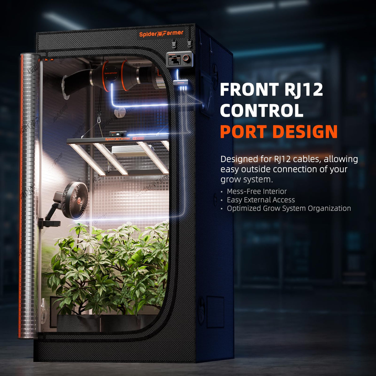 Spider Farmer 4x4 Grow Tent 2026 New, 48"x48"x80" with Cable Pass-Through, Controller Landyard, Enlarged View Window, 1680D Thicken Mylar Canvas for Indoor Hydroponic Growing for SF4000 SE5000 G5000