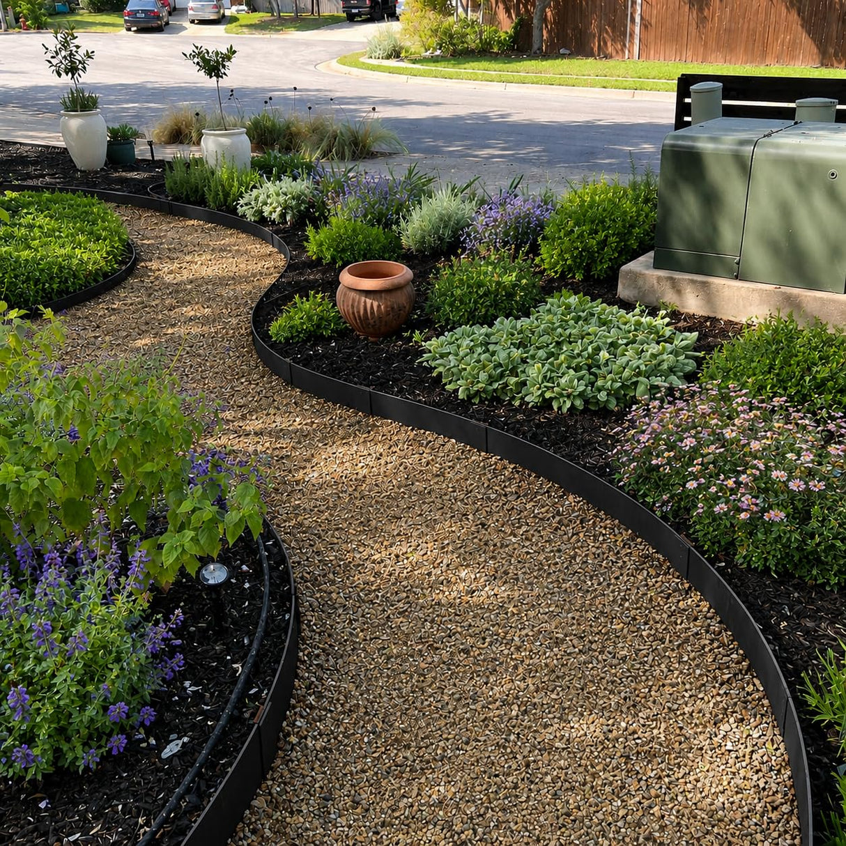 Pmango 10-Pack Galvanized Steel Landscape Lawn Edging 4.5 inch Height Black