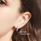 Small Moissanite Hoop Earrings for Women D Color VVS1,18K White Gold Plated Sterling Silver Huggie Earrings,Hypoallergenic Wedding Earrings Jewelry for Gifts