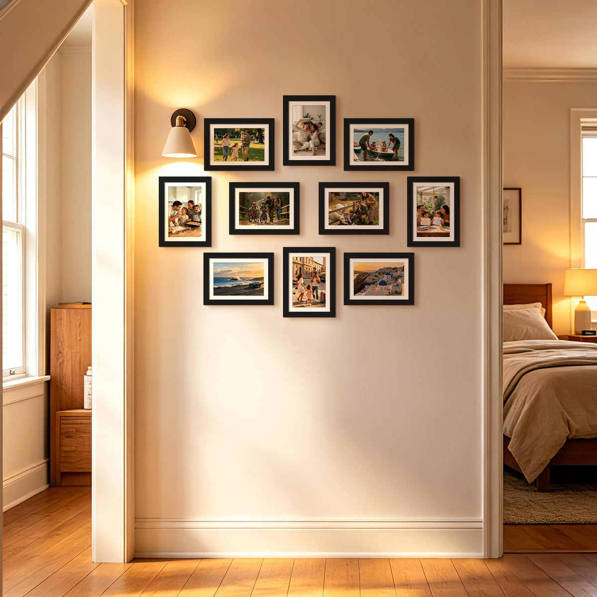 upsimples 5x7 Picture Frame, Photo Collage Wall Decor Set of 10, Black