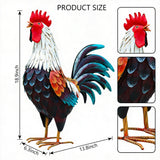 chisheen Metal Rooster Decor,Yard Chicken Decorations,Outdoor Garden Statues, Metal Chicken Sculpture for Backyard Patio Kitchen Decor & Lawn Ornaments
