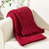 Battilo Christmas Dark Red Throw Blanket for Couch, Bed, Sofa, 51"x67", Woven Chenille Knit Throw Blankets, Gift Blanket, Cozy Warm Decorative Textured Throw Blanket for Living Room