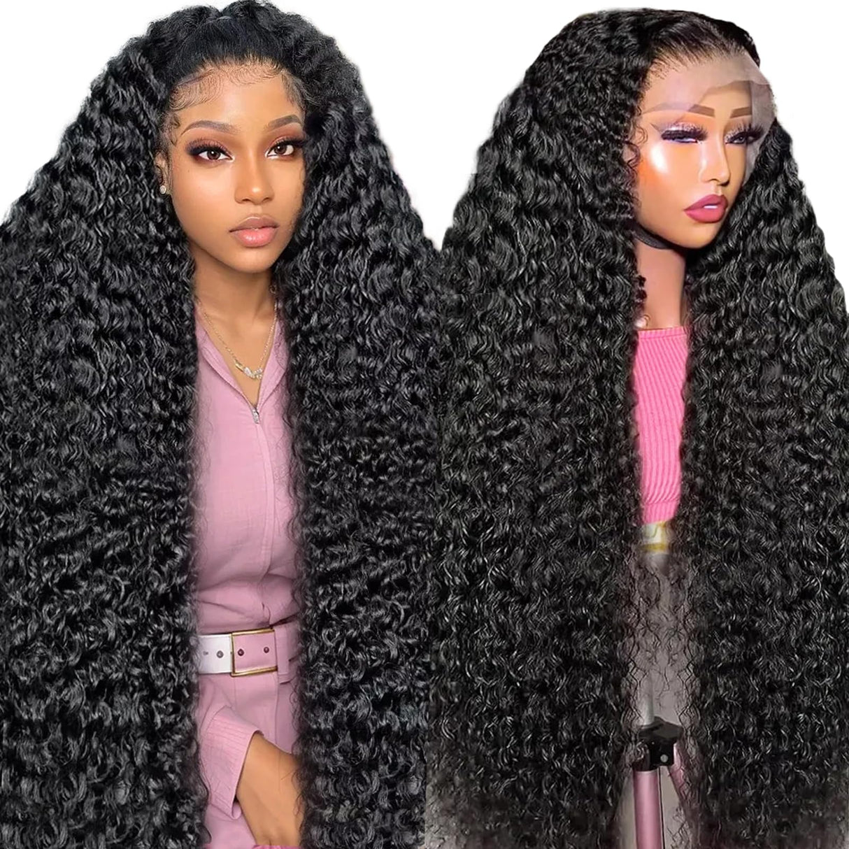 30 Inch 13x6 HD Deep Wave Lace Front Wigs Human Hair Pre Plucked 200% Density Transparent Deep Curly Lace Frontal Wigs With Baby Hair Glueless Wig For Women