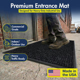 Notrax 109 Industrial Door Mat, 3' x 4' Entrance Mat, Heavy Duty Commercial Rugs for Entryway, Welcome Lobbies, Garage, and Mudroom, Made in the USA, Charcoal Black, Brush Step 109S0034CH