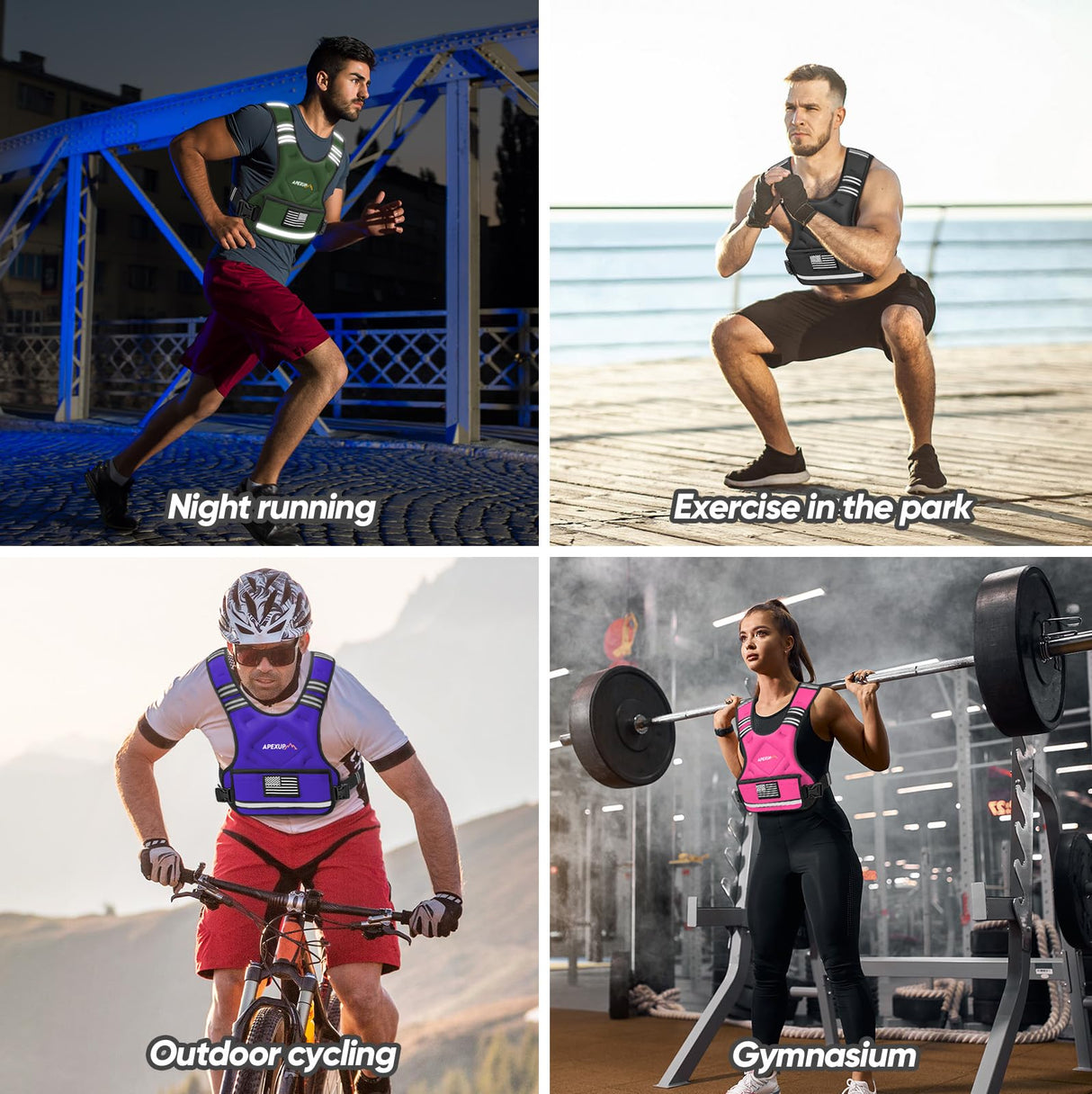 APEXUP Adjustable Weighted Vest, 4-10lb/12-18lb/20-32lb Vest with 6 Ironsand Weights and Large Pocket, Weight Vest for Men Women Strength Training, Running, Walking (12-18lb, Pink)