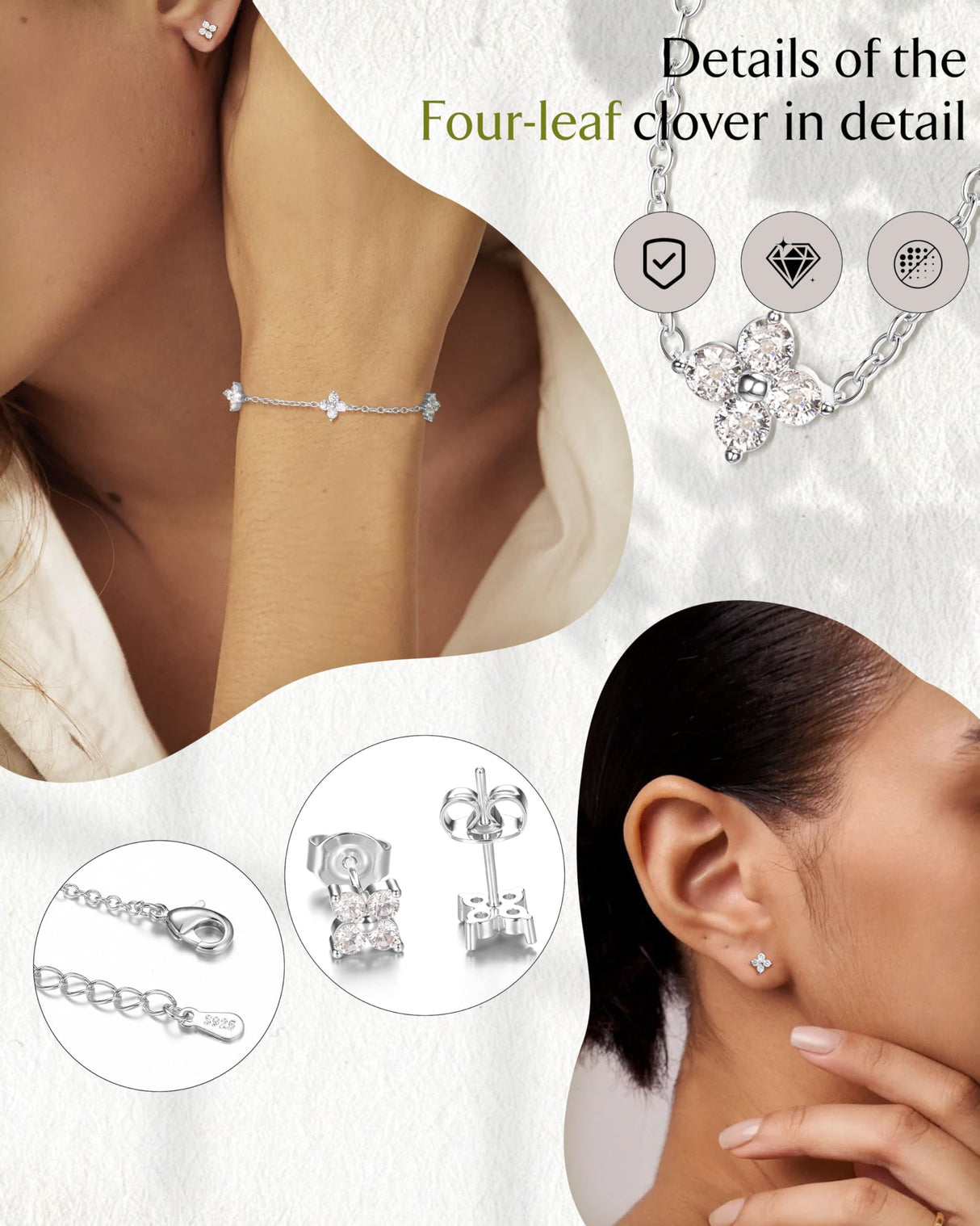 ORAZIO Dainty Silver Plated Jewelry Set for Women Gift Wedding Bride Prom