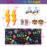 Yussti 80S Accessories for Women 4 Pairs Retro Earrings 4 PCS Headbands