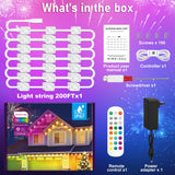 MUCCCUTE Permanent Outdoor Lights for Christmas 200ft RGB House Lights w/App & Remote Control Smart Rainbow LED IP67 Waterproof for Holidays New Year Roof Eaves Garden Décor All Year Around