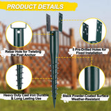 No Dig Ground Screw Anchor, U Shaped Powder-Coated Post Stake, 27 inch 2pcs
