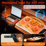 Warming Mat for Food | Dishwasher Friendly,Full-Surface Food Warmer with 6-Mode Adjustable and Timer,Roll-Up & Portable Silicone Food Heating Pad with Child Lock,Electric Warming Tray for Buffet Party