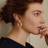 sovesi Chunky 14K Gold Plated and Silver Thick Hoops Earrings Set 30mm