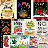 Pating Seasonal Garden Flags Set of 12 Double Sided 12 x 18 Inch, Small Yard Flags for Outside, Christmas Halloween Easter Valentine's Day Outdoor Decor, Holiday Garden Decorations for All Seasons