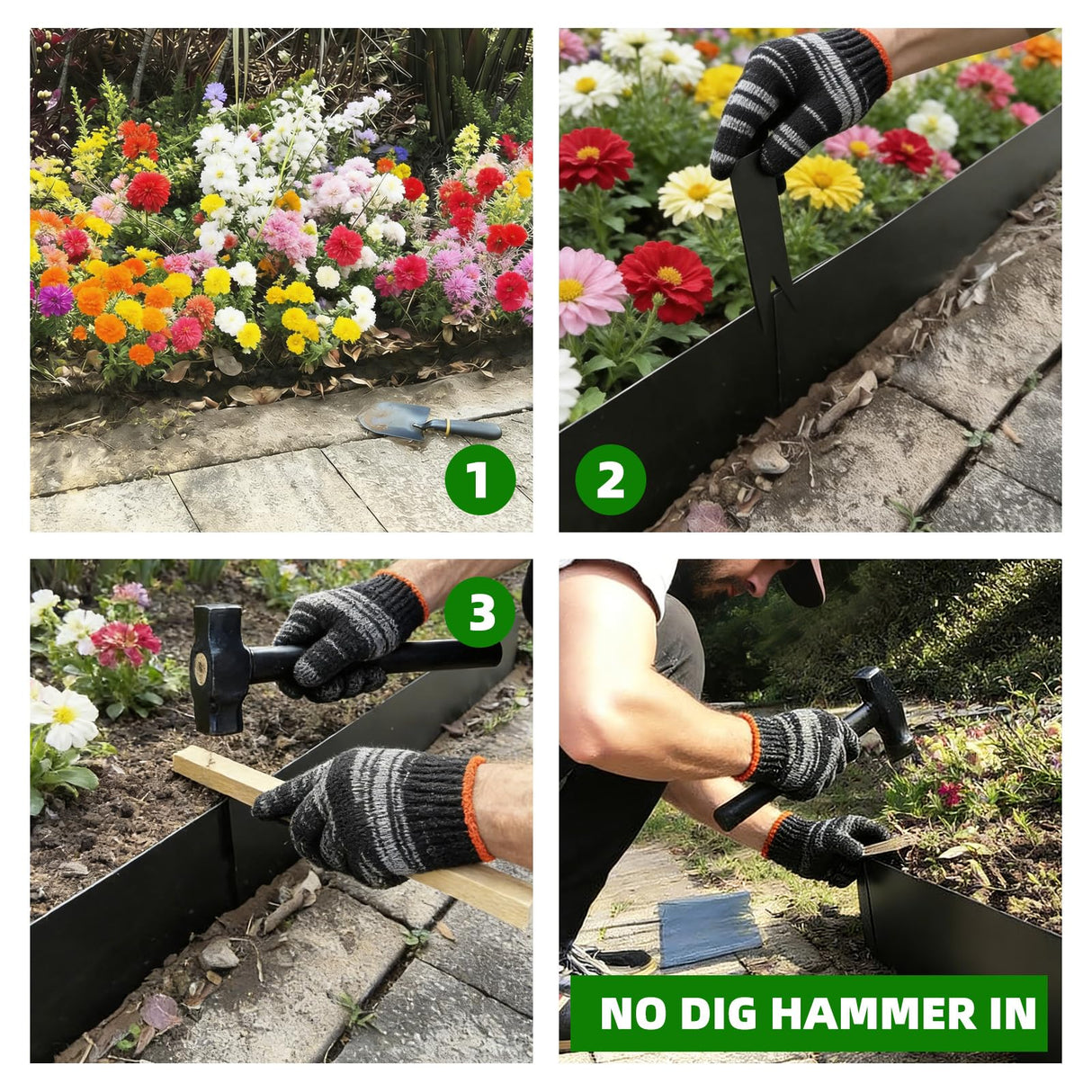 12 Pack Galvanized Steel Landscape Lawn Edging, 40" X 6" Metal Landscape Edging Border with 12 Clips, Metal Garden Edging Border, Metal Edging for Landscaping, Garden, Yard, Pathway(40Ft Total)